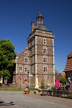 Astrologer's tower, moated castle, Raesfeld, Hohe Mark Nature Reserve, Muensterland, North Rhine-Westphalia, Germany, Europe