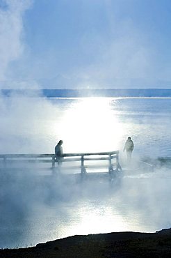 Break of dawn at the waterside of Yellowstone Lake, Yellowstone National Park, Wyoming, USA, United States of America