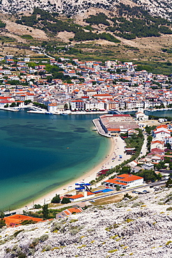 View of Pag, Pag Island, Zadar, Dalmatia, Croatia, Europe