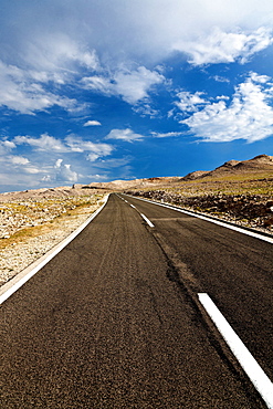 Coastal road on Pag Island, Zadar, Dalmatia, Croatia, Europe