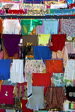 House made from colorful clothes, art installation by Loreta Visic-Washuis, CABANES 2011, Chateau de Seneffe castle, Seneffe, Hainaut province, Wallonia, Belgium, Europe