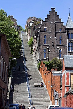 Montagne de Bueren, stairway on Farmers' Mountain, Liege, Wallonia, Wallonie, Belgium, Europe