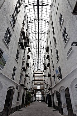 19th century warehouse, Stapelhuis Sint-Felix, public passage, former "Eilandje" harbour, Antwerp, Flanders, Belgium, Benelux, Europe