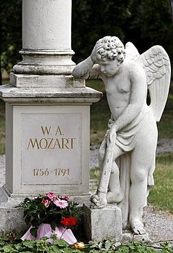 Tomb of Wolfgang Amadeus Mozart, St. Marxer Friedhof cemetery, Biedermeier-cemetery, Vienna, Austria, Europe