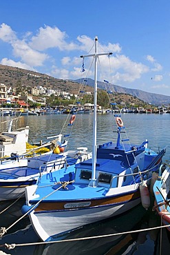 Boats in the port of Elounda, Crete, Greece, Europe