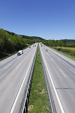 Autobahn A8 motorway near Irschenberg, Oberland, Upper Bavaria, Bavaria, Germany, Europe, PublicGround