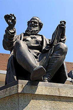 Hans Sachs Memorial, 1494-1576, Hans-Sachs-Platz, Nuremberg, Middle Franconia, Bavaria, Germany, Europe