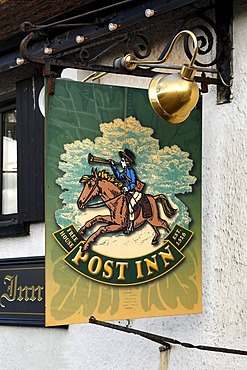 Inn sign, Post Inn, Whiddon Down, Okehampton, Devon, England, United Kingdom, Europe