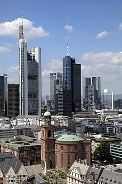 Skyline, in front the Paulskirche church, Frankfurt am Main, Hesse, Germany, Europe