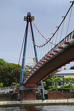 Holbeinsteg pedestrian bridge, Frankfurt am Main, Hesse, Germany, Europe