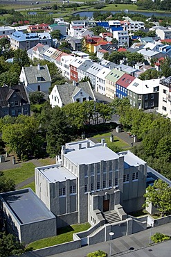 Einar Jonsson Museum from the Tower of the Hallgrimskirkja church, Reykjavik, Iceland, Europe