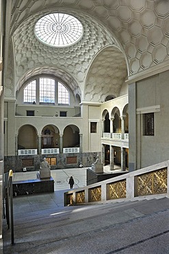 Entrance hall with staircase and skylight, Ludwig-Maximilians-Universitaet university or LMU, Munich, Bavaria, Germany, Europe