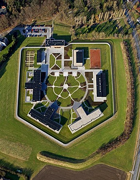 Aerial view, LVR Klinik Bedburg-Hau hospital, preventive custody, Goch, Niederrhein area, North Rhine-Westphalia, Germany, Europe