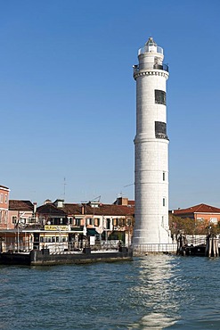 Lighthouse and vaporetto station Murano, lagoon island of Murano, Venice, Veneto, Italy, Southern Europe