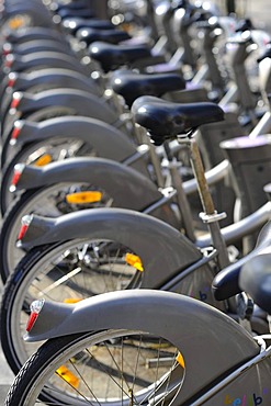 VELIB bicycle rental station, Paris, France, Europe