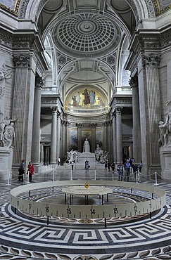 Interior with the Foucault Pendulum as empirical evidence of the Earth's rotation, Pantheon, a mausoleum for French National heroes, Montagne Sainte-Genevieve, Hill of St. Genevieve, Paris, France, Europe