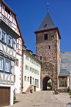 Marktplatz square with Marktkirche church, Hirschhorn, Neckartal Odenwald Nature Park, Hesse, Germany, Europe