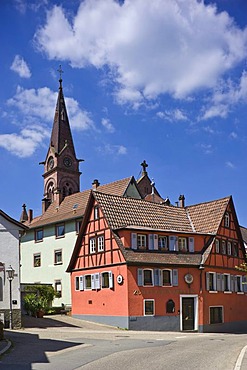 Church of St Johnnes Nepomuk in the old town, Neckargemuend, Baden-Wuerttemberg, Germany, Europe