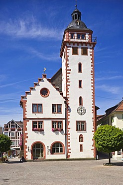 Market square with town call, Mosbach, Odenwald, Rhein-Neckar-Kreis district, Baden-Wuerttemberg, Germany, Europe