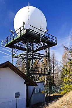 Precipitation Radar Station on Gantkofel Mountain, Mendel Ridge, Alto Adige, Italy, Europe