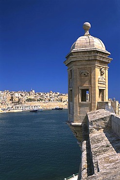 Observation tower, Gardjola, Vedette, Senglea, overlooking La Valletta, Malta, Europe