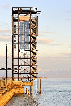 The 22m high Molenturm at the harbor entrance of Friedrichshafen, Bodenseekreis district, Baden-Wuerttemberg, Germany, Europe