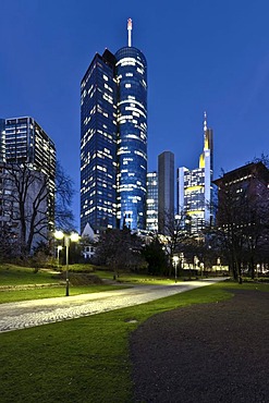 Hessische Landesbank Helaba, Commerzbank Tower and Japan Tower, Frankfurt, Hesse, Germany, Europe