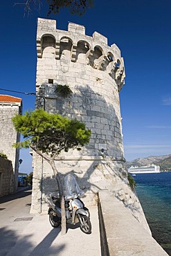 Fortress Tower, Korcula town, Korcula island, Dalmatia, Croatia, Europe