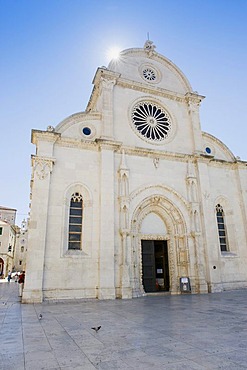 West facade of the Cathedral of Sveti Jakov, Cathedral of St. James, Cathedral square, Sibenik, Dalmatia, Croatia, Europe