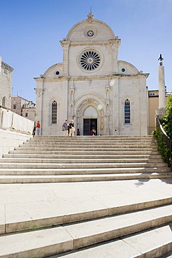 West facade of the Cathedral of Sveti Jakov, Cathedral of St. James, Cathedral square, Sibenik, Dalmatia, Croatia, Europe