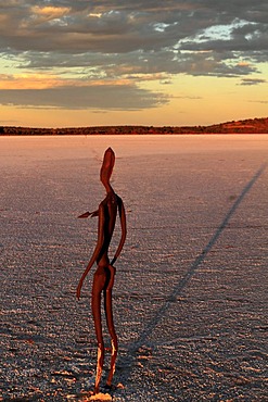 Sculpture by Antony Gormley, Inside Australia exhibition, on Lake Ballard, Western Australia