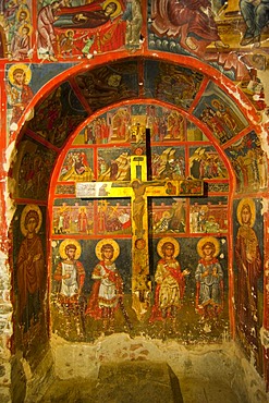 Byzantine fresco painted in one of the painted Greek-Orthodox barn-roofed churches in the UNESCO World Heritage Region of Troodos, Troodos Mountains, Cyprus