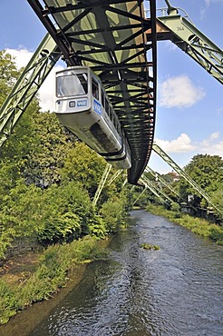 Wuppertal Floating Tram suspended monorail, Wuppertal, Bergisches Land region, North Rhine-Westphalia, Germany, Europe