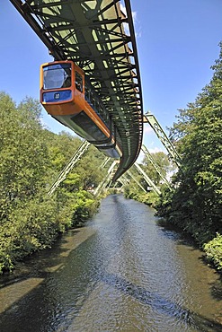 Wuppertal Floating Tram suspended monorail, Wuppertal, Bergisches Land region, North Rhine-Westphalia, Germany, Europe