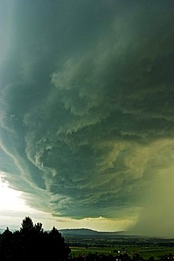 Clouds of a Thunderstorm, Stormy wind clouds over the Peissenberg hill, PŠhl, Bavaria, Germany, BRD, Europe,