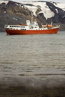 Antarctic Dream ship, Telephone Bay, Deception Island, South Shetland Islands, Antarctica