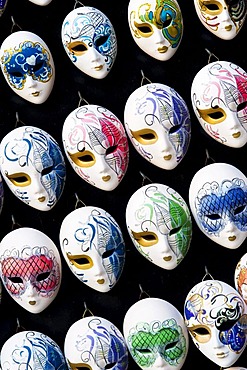 Ceramic carnival masks, Venice, Venezia, Veneto, Italy, Europe