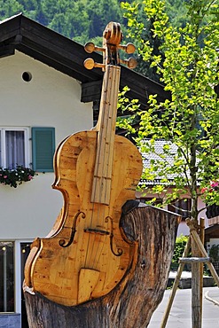 Memorial to violin maker Matthias Klotz, Mittenwald, Bavaria, Germany, Europe