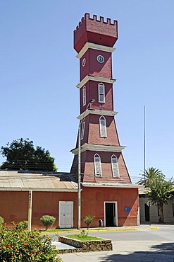 Clock tower, landmark, Plaza de Armas square, city park, Vicuna, Valle d'Elqui, Elqui Valley, La Serena, Norte Chico, northern Chile, Chile, South America