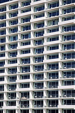 Many balconies, uniform, windows, facade, high-rise building, hotel, Antofagasta, Norte Grande region, Northern Chile, Chile, South America