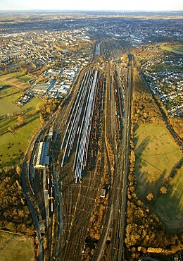 Aerial view, freight terminal, Hamm, Ruhrgebiet region, North Rhine-Westphalia, Germany, Europe