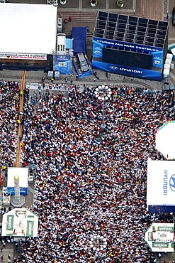 Aerial picture, public screening, Football World Cup 2010, the match Germany vs Australia 4-0, Friedensplatz square, Dortmund, Ruhr district, North Rhine-Westphalia, Germany, Europe