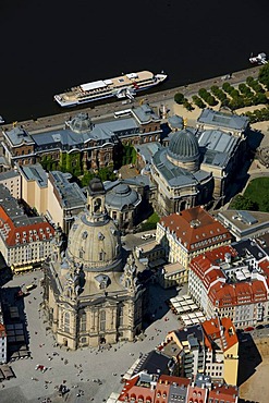 Aerial view, Frauenkirche Church of Our Lady, Dresden, Saxony, Germany, Europe