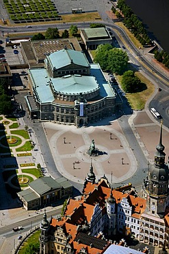 Aerial view, Semperoper opera house, Dresden, Saxony, Germany, Europe