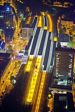 Aerial view, night shot, Essen, Ruhrgebiet region, North Rhine-Westphalia, Germany, Europe