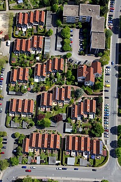 Aerial view, town houses, Suedstadt district, Hattingen, Ruhrgebiet region, North Rhine-Westphalia, Germany, Europe