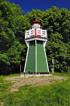 Lighthouse on Bunthaeuser Spitze in Wilhelmsburg, Hamburg, Germany, Europe