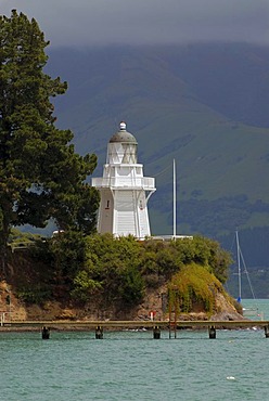 Akaroa lighthouse near Akaroa, Banks Peninsula, Canterbury region, South Island, New Zealand