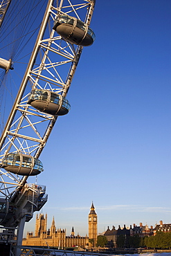 London Eye and Palace of Westminster, London, England, United Kingdom, Europe