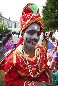 Chariot Festival participant, Shri Kanaga Thurkkai Amman Temple, Ealing, London, England, United Kingdom, Europe